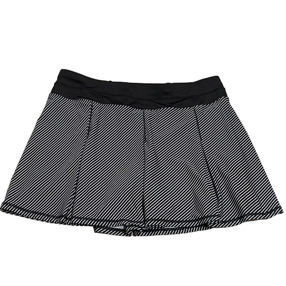 Kyodan Black & White Striped Mid Rise Athletic Skort Pull On Elastic Waist Large - Picture 1 of 9
